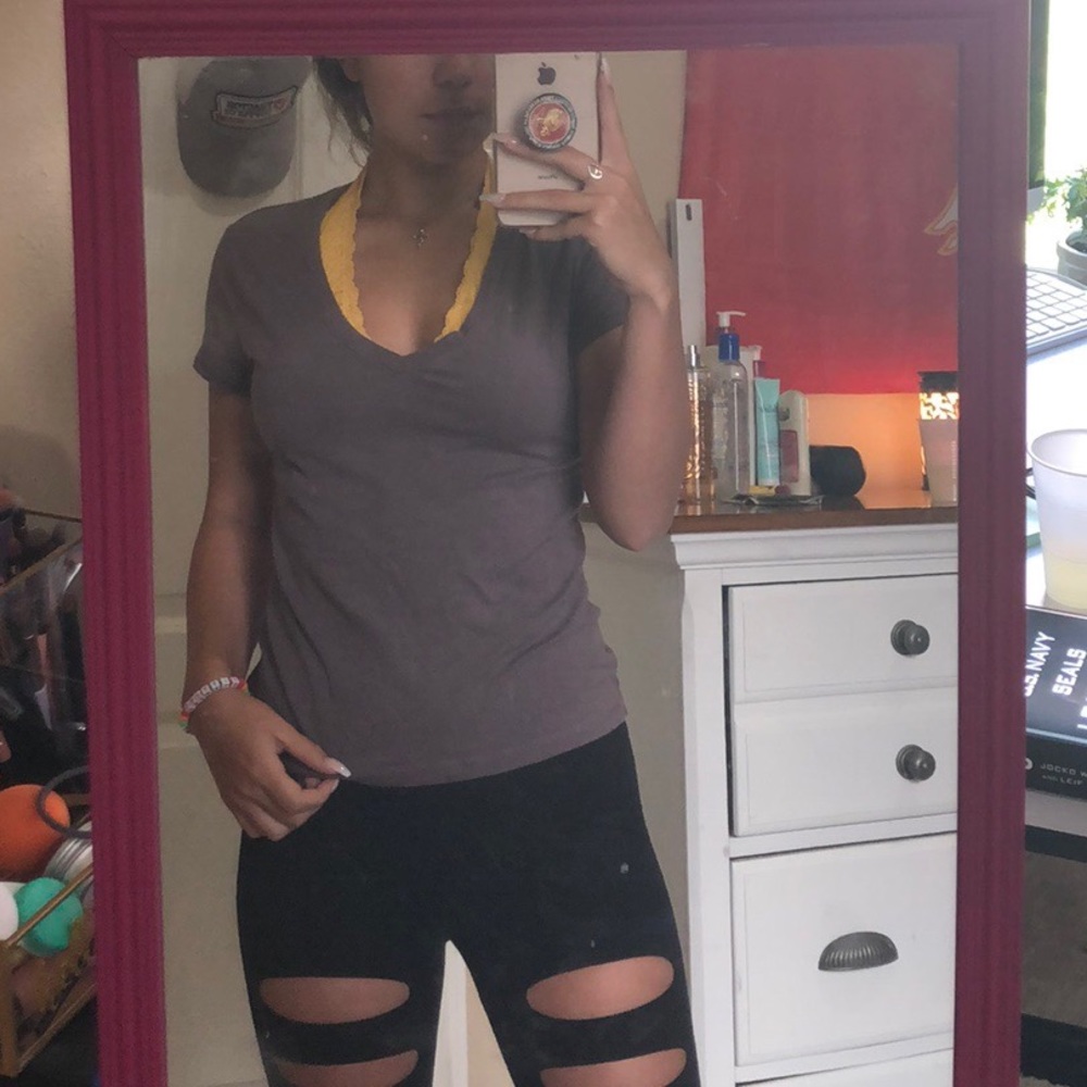 Plum v neck slim fitting top